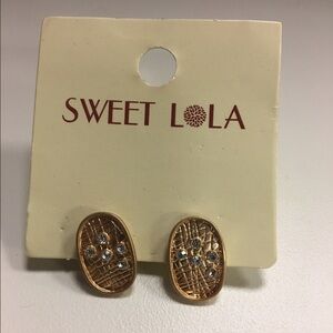 Sweet Lola Earrings - Gold with Rhinestones